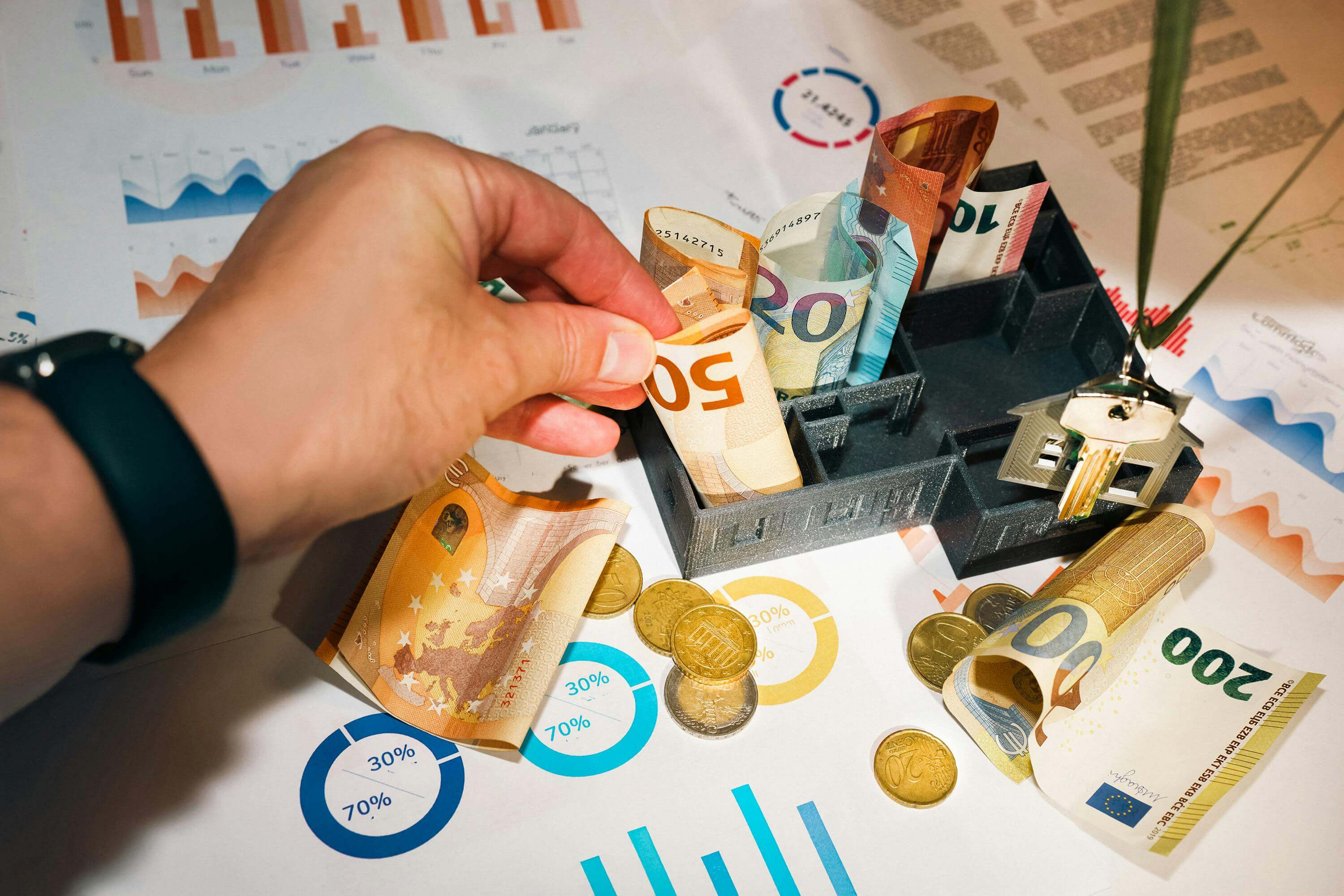 A vet explaining a cost estimate to a pet owner, with a visible chart or bill