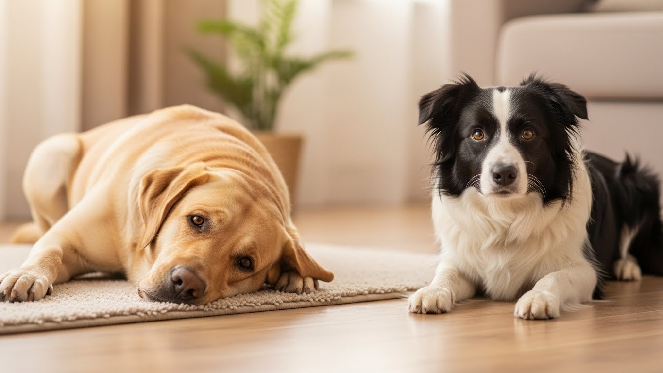 Happy dog enjoying a walk in the park